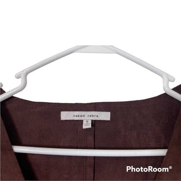 Naked Zebra Suede Short Sleeve Dress Size Small Brown pockets Micro-Mini Length - Picture 6 of 7
